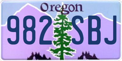 OR license plate 982SBJ