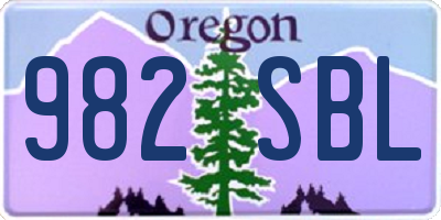 OR license plate 982SBL