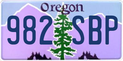 OR license plate 982SBP