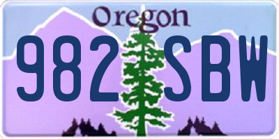 OR license plate 982SBW