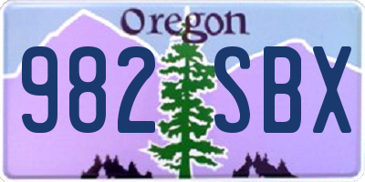 OR license plate 982SBX