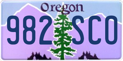 OR license plate 982SCO