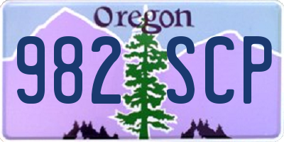OR license plate 982SCP