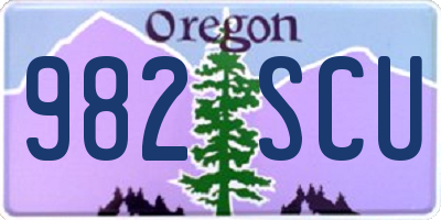 OR license plate 982SCU