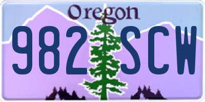 OR license plate 982SCW