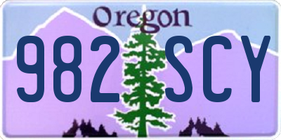 OR license plate 982SCY