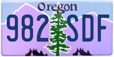 OR license plate 982SDF