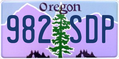 OR license plate 982SDP