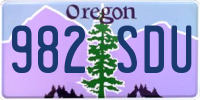 OR license plate 982SDU
