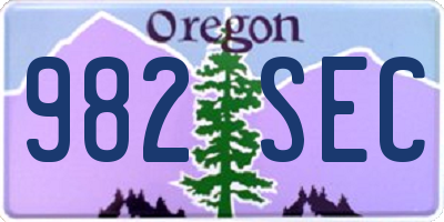 OR license plate 982SEC