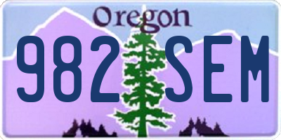 OR license plate 982SEM