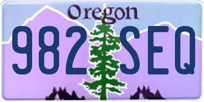 OR license plate 982SEQ