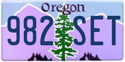 OR license plate 982SET