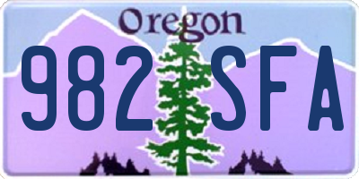 OR license plate 982SFA