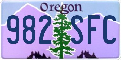 OR license plate 982SFC