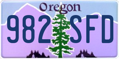 OR license plate 982SFD