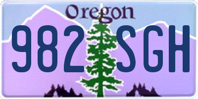 OR license plate 982SGH