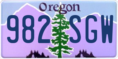 OR license plate 982SGW