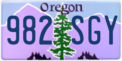 OR license plate 982SGY