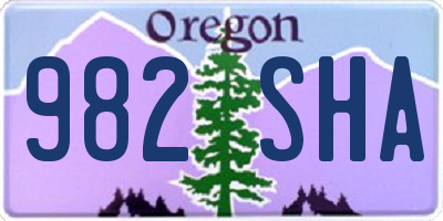 OR license plate 982SHA