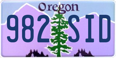OR license plate 982SID