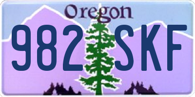 OR license plate 982SKF