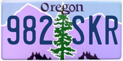 OR license plate 982SKR