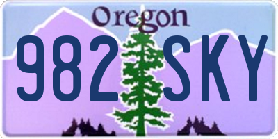 OR license plate 982SKY