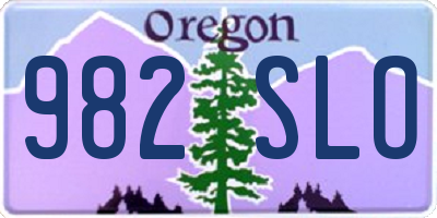OR license plate 982SLO