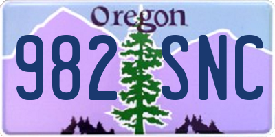 OR license plate 982SNC