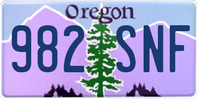 OR license plate 982SNF