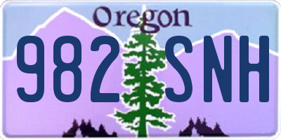 OR license plate 982SNH