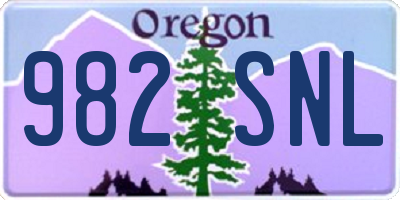 OR license plate 982SNL
