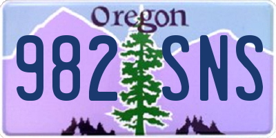 OR license plate 982SNS