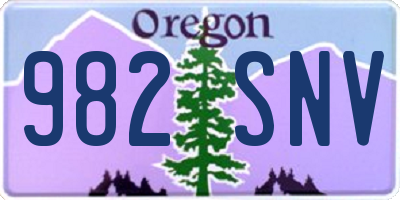 OR license plate 982SNV