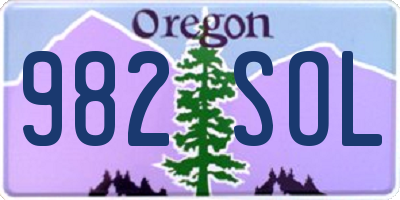 OR license plate 982SOL