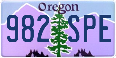 OR license plate 982SPE