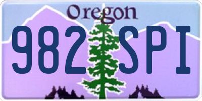 OR license plate 982SPI
