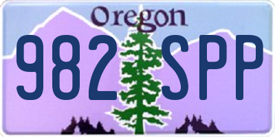 OR license plate 982SPP