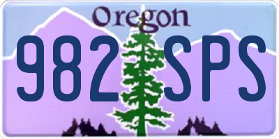 OR license plate 982SPS
