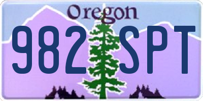 OR license plate 982SPT