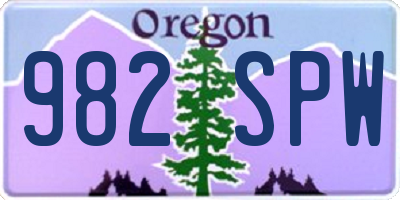 OR license plate 982SPW