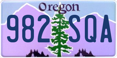 OR license plate 982SQA