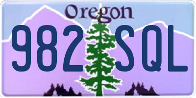 OR license plate 982SQL
