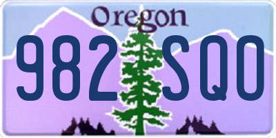 OR license plate 982SQO