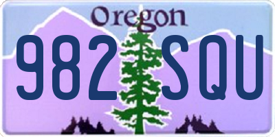 OR license plate 982SQU