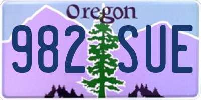 OR license plate 982SUE