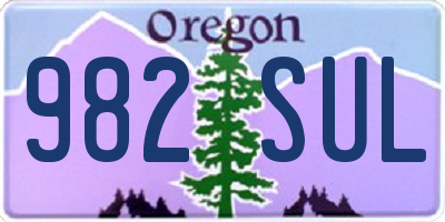 OR license plate 982SUL