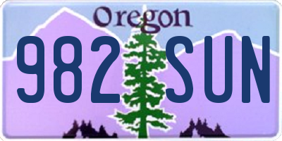 OR license plate 982SUN