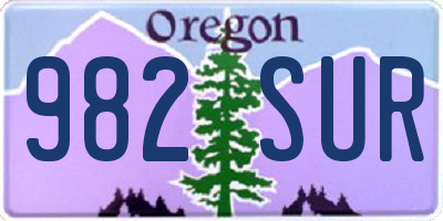 OR license plate 982SUR